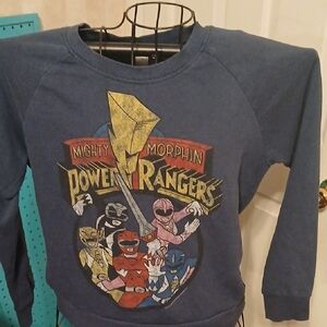 Disney Mighty Morphin Power Rangers Blue Distressed Sweatshirt